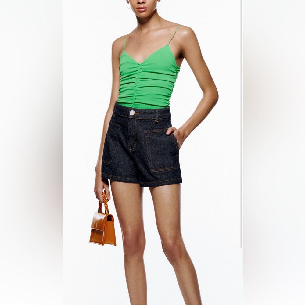 Zara dark denim shorts 4